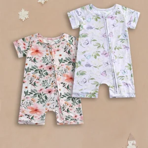 2pcr Baby pajamas two-way zipper 0-2 year old jumpsuit