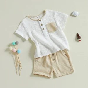 Boys Summer Outfit Set Short Sleeve T-shirt