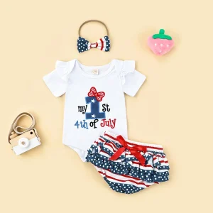 Baby Girl Romper with Matching Shorts and Headband